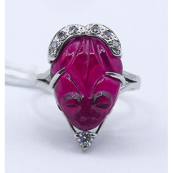 Ladies 18k Carved Red Frog Ring Size 5.5 - 5.4 Grams