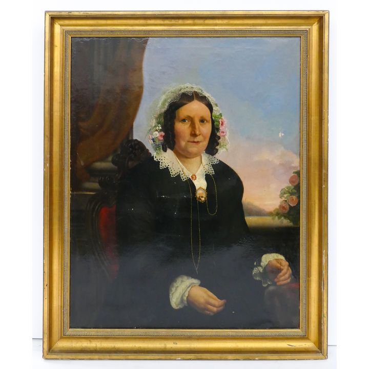 19th Century Portrait of a Victorian Lady Oil on Canvas