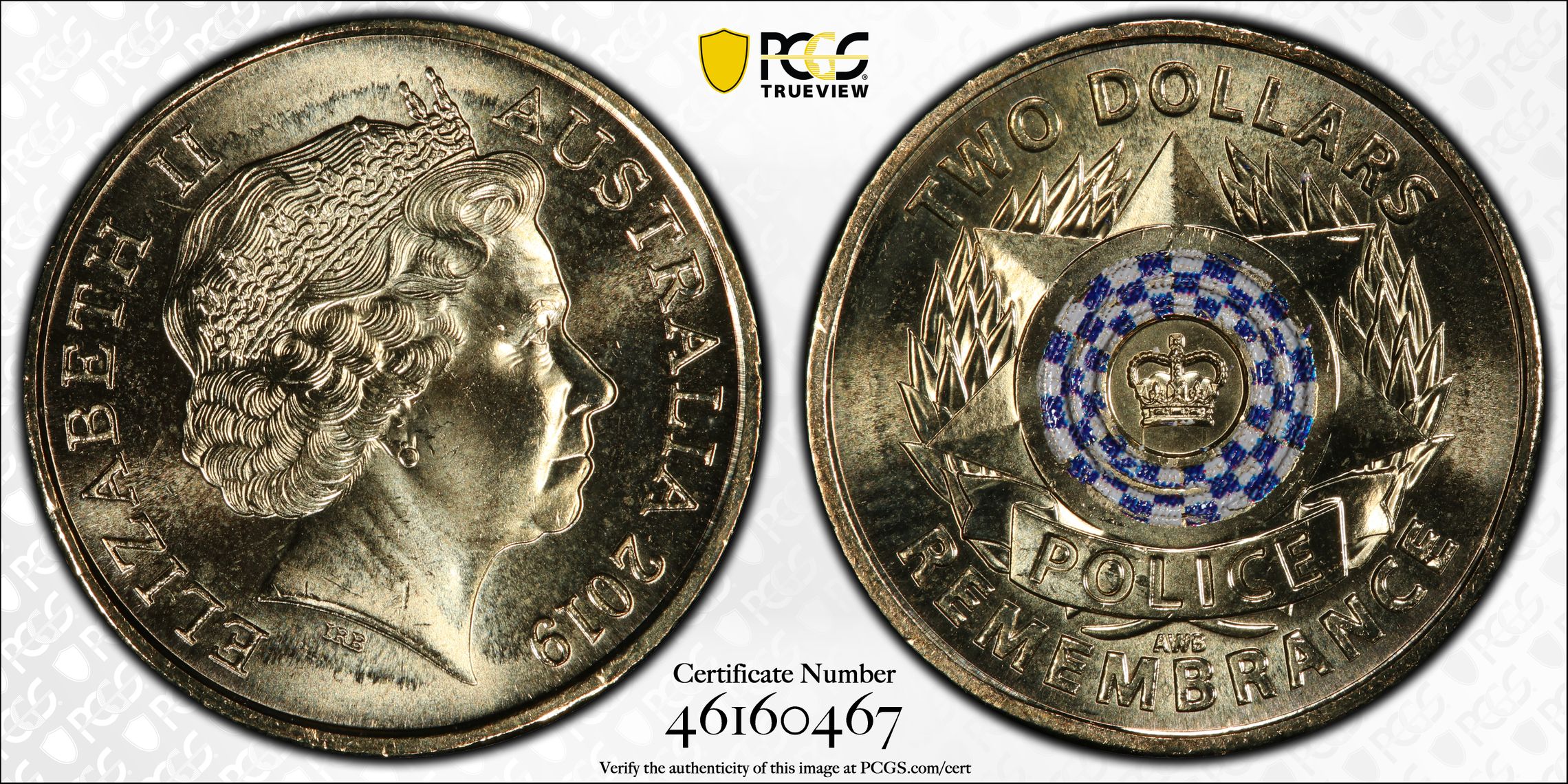 Police Remembrance Colorized, Two Dollar, 2019, PCGS MS67
