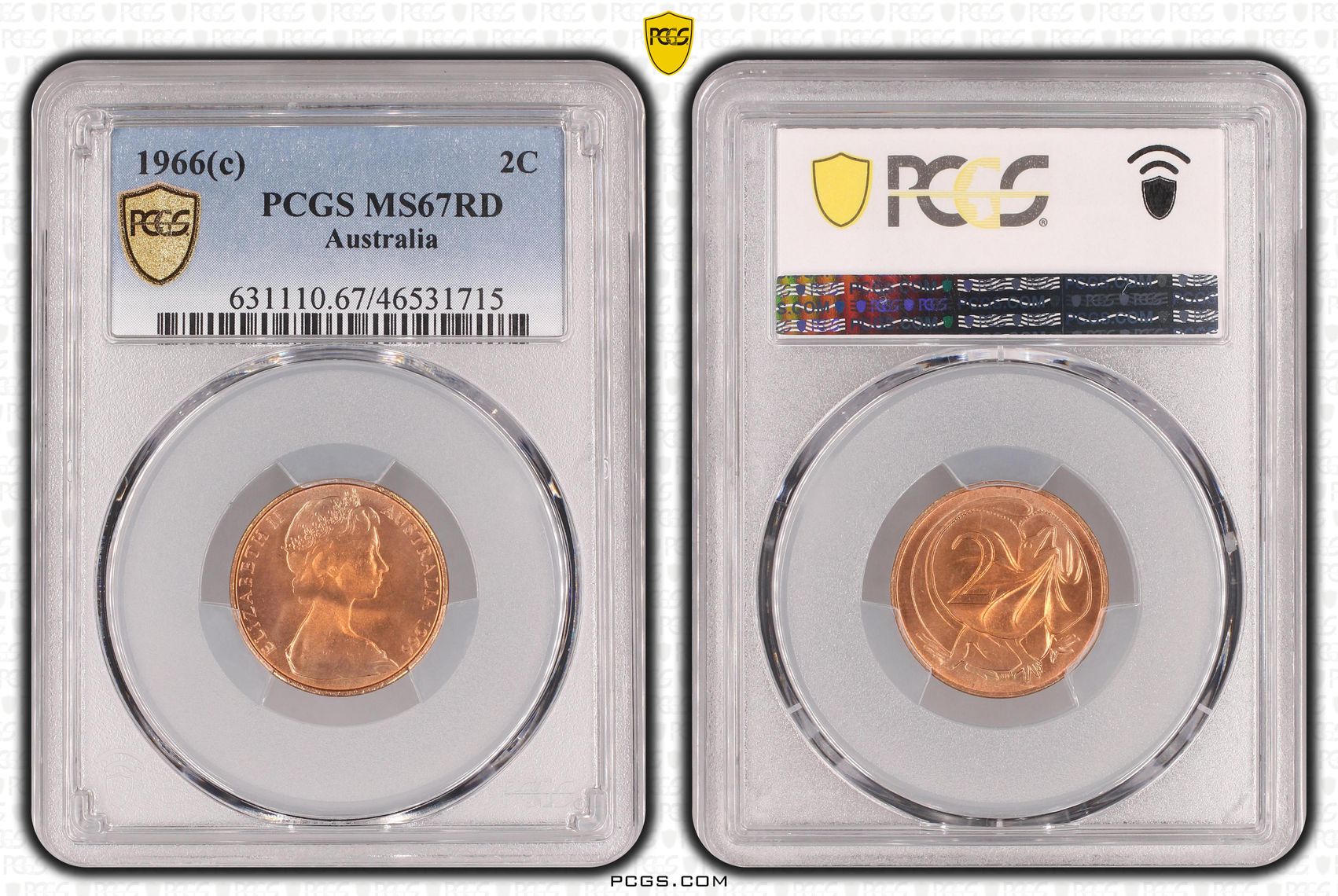 Elizabeth II, POP 2/0, Two Cent, 1966(c), PCGS MS 67RD