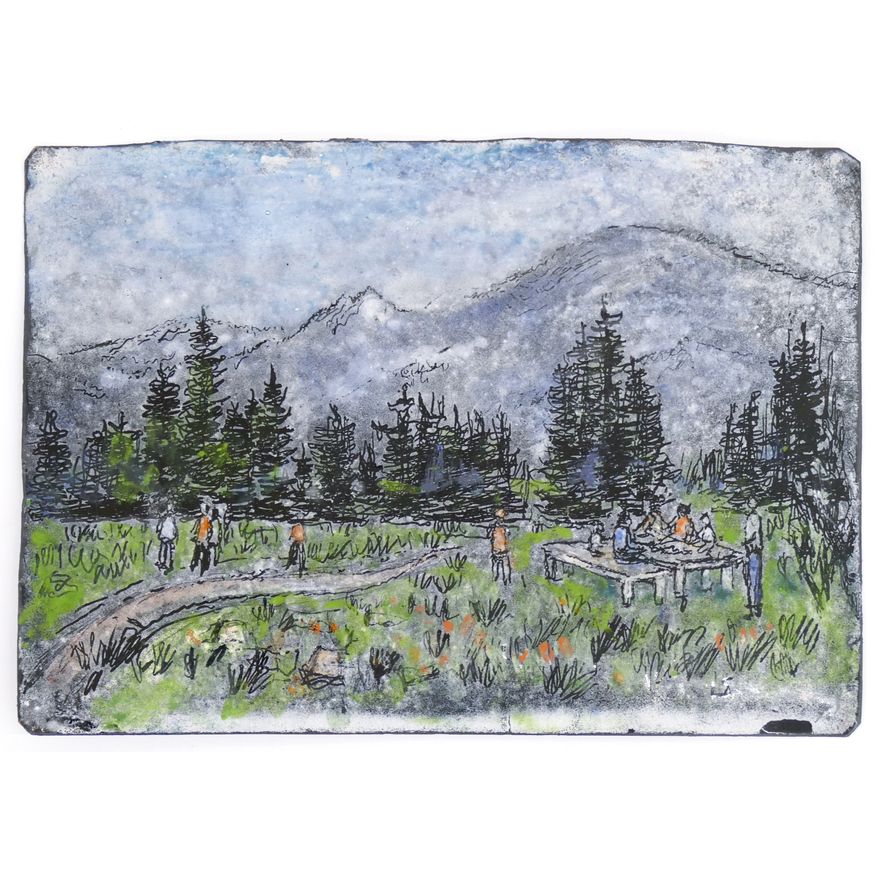 Lisel Salzer ''Northwest Park Scene'' Limoges Enamel