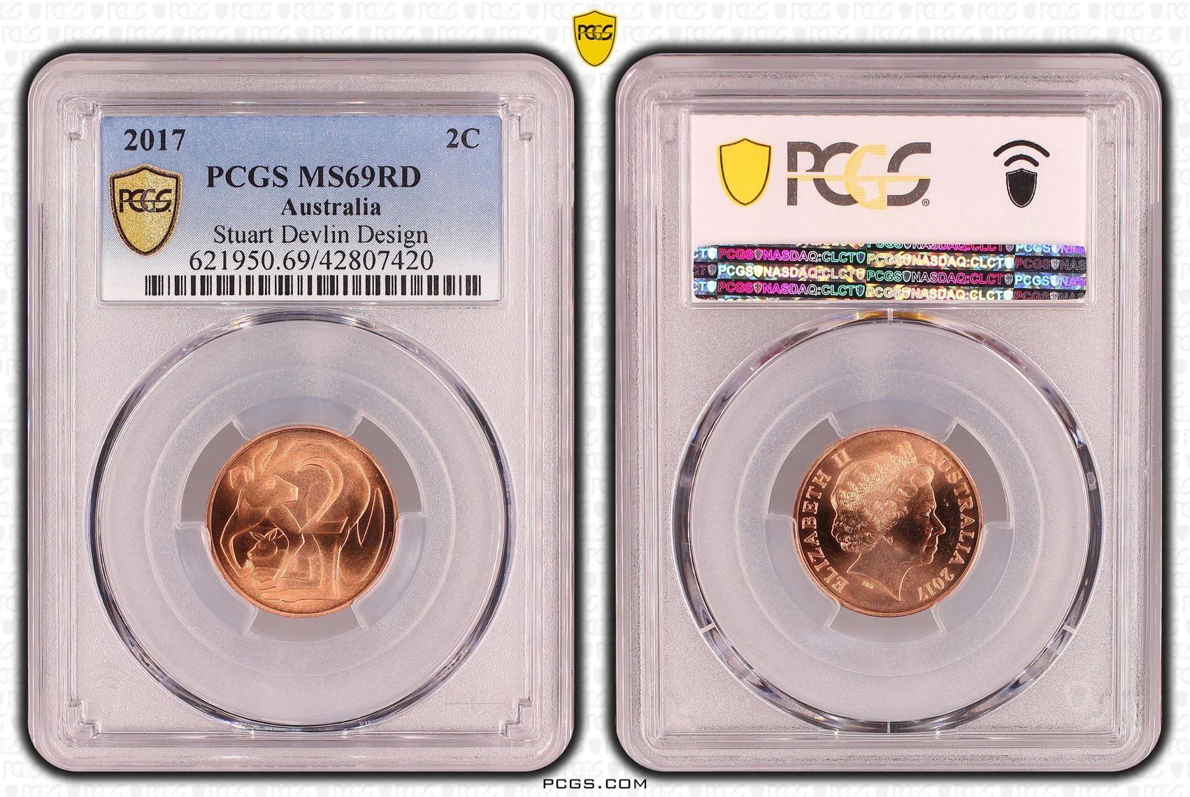 2017 Australia Two Cent, 2c Stuart Devlin Design PCGS - MS69RD -420
