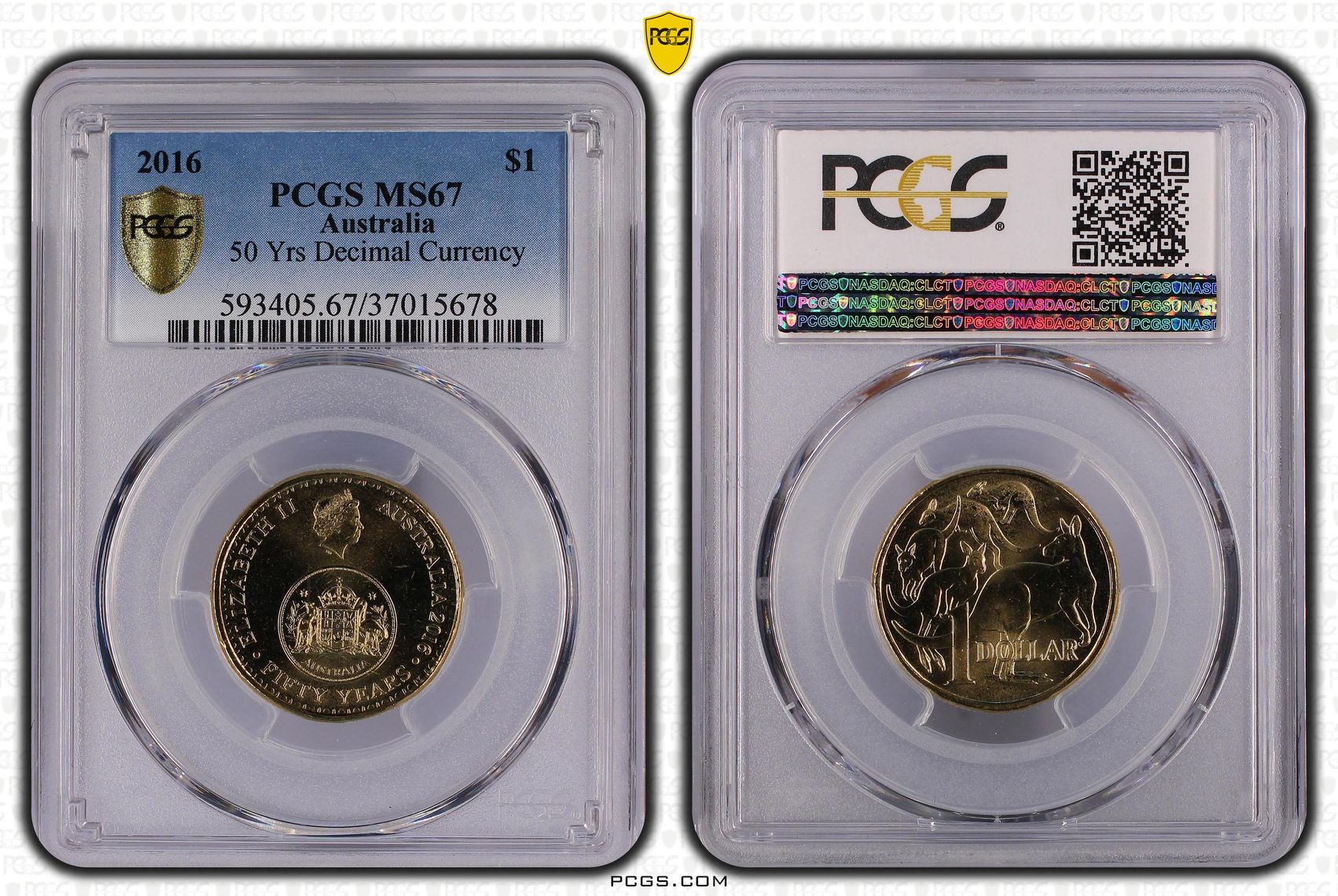 446 · 50 Yrs Decimal Currency, One Dollar, 2016, PCGS MS67