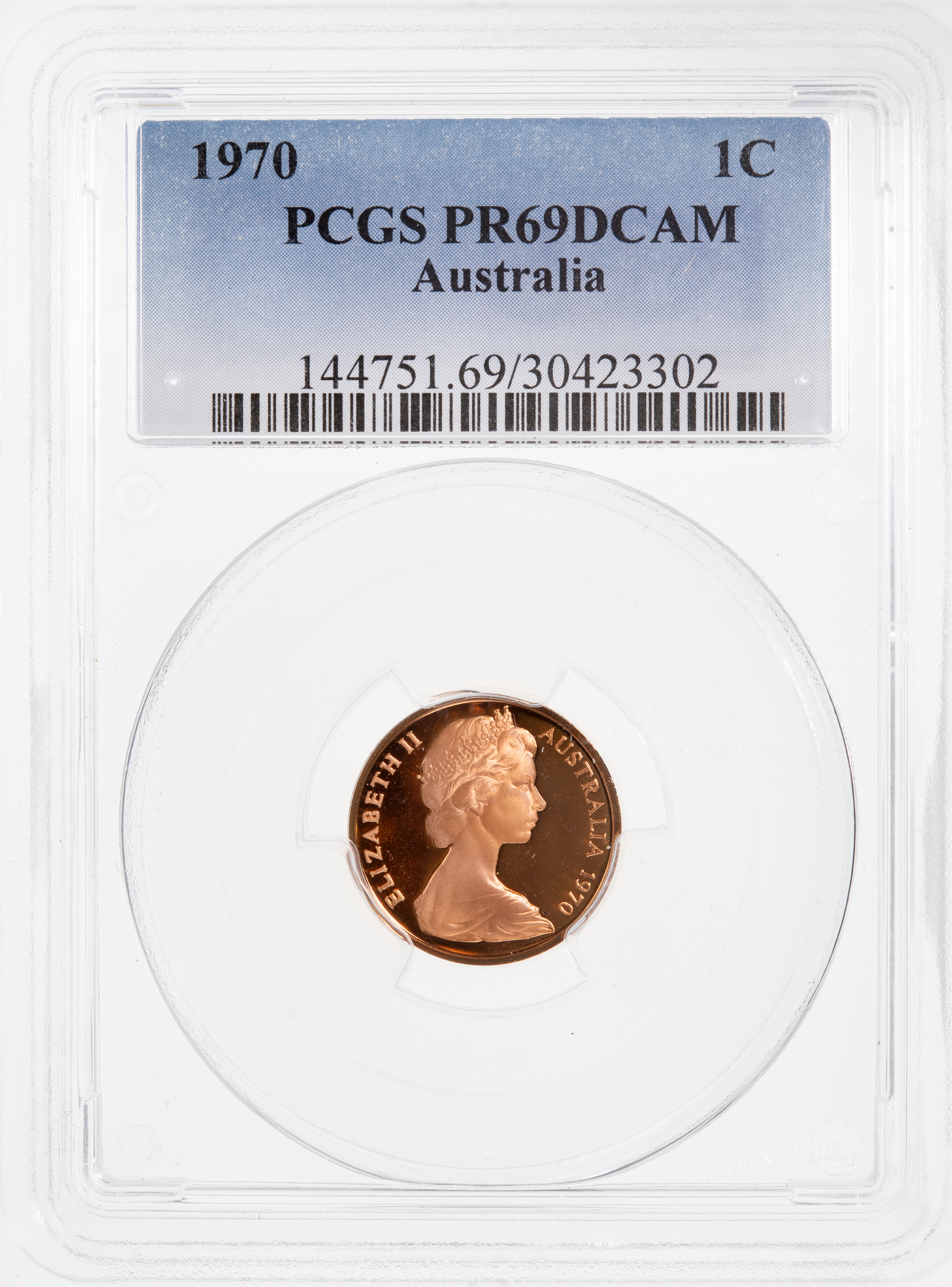 One Cent, 1970, Pcgs Pr69dcam