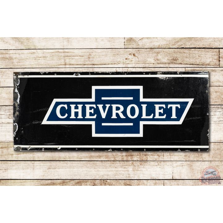Chevrolet in Bowtie Porcelain Sign TAC 8.5