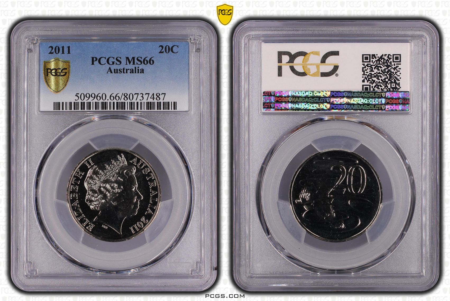 Elizabeth II, Twenty Cent, 2011, PCGS MS66