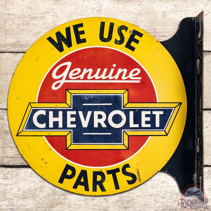 We Use Chevrolet Genuine Parts DST Flange Sign w/ Logo
