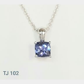 0.30CT TANZANITE IN WHITE GOLD PENDANT AND CHAIN