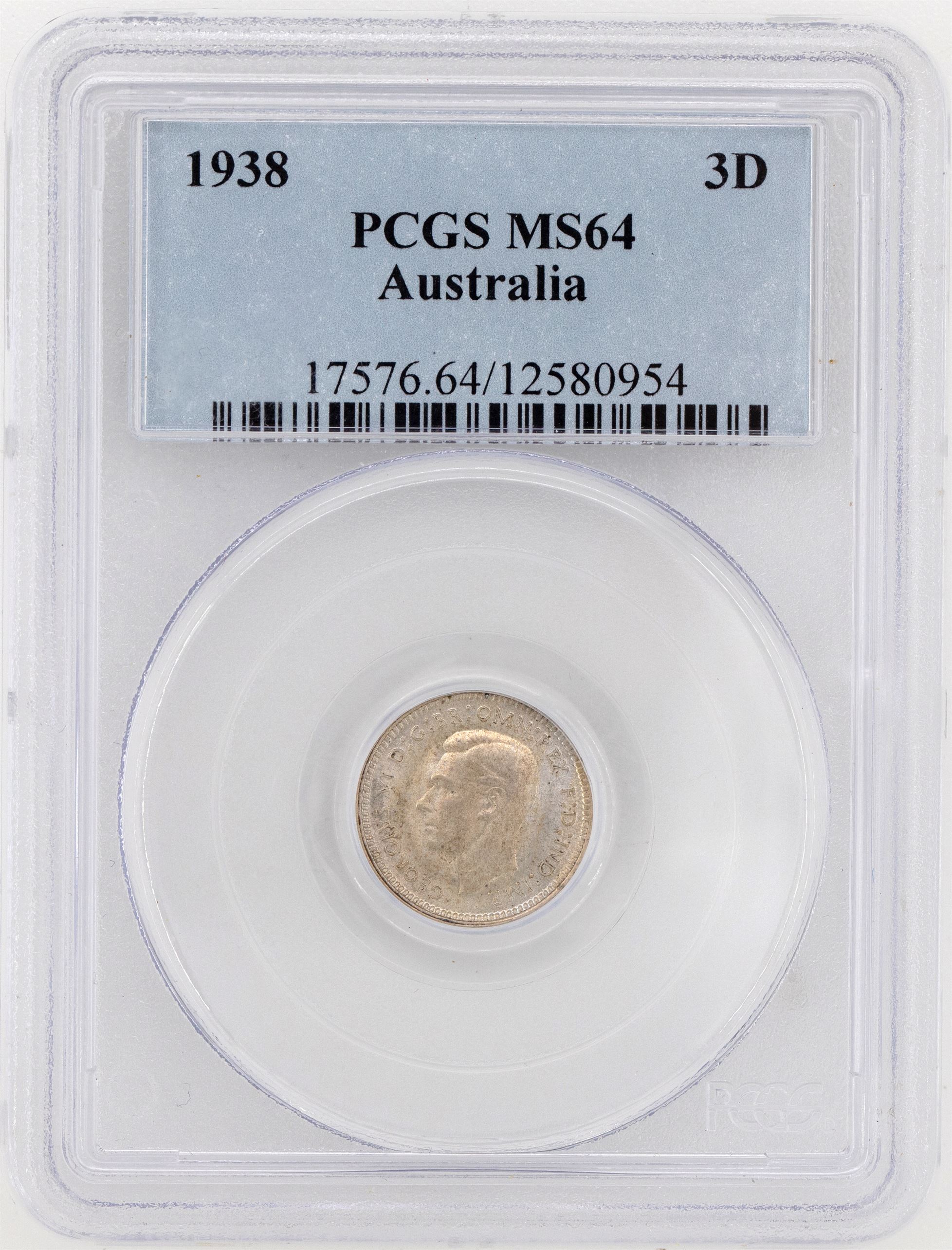 1938(m) Australia Threepence PCGS - MS64 -954