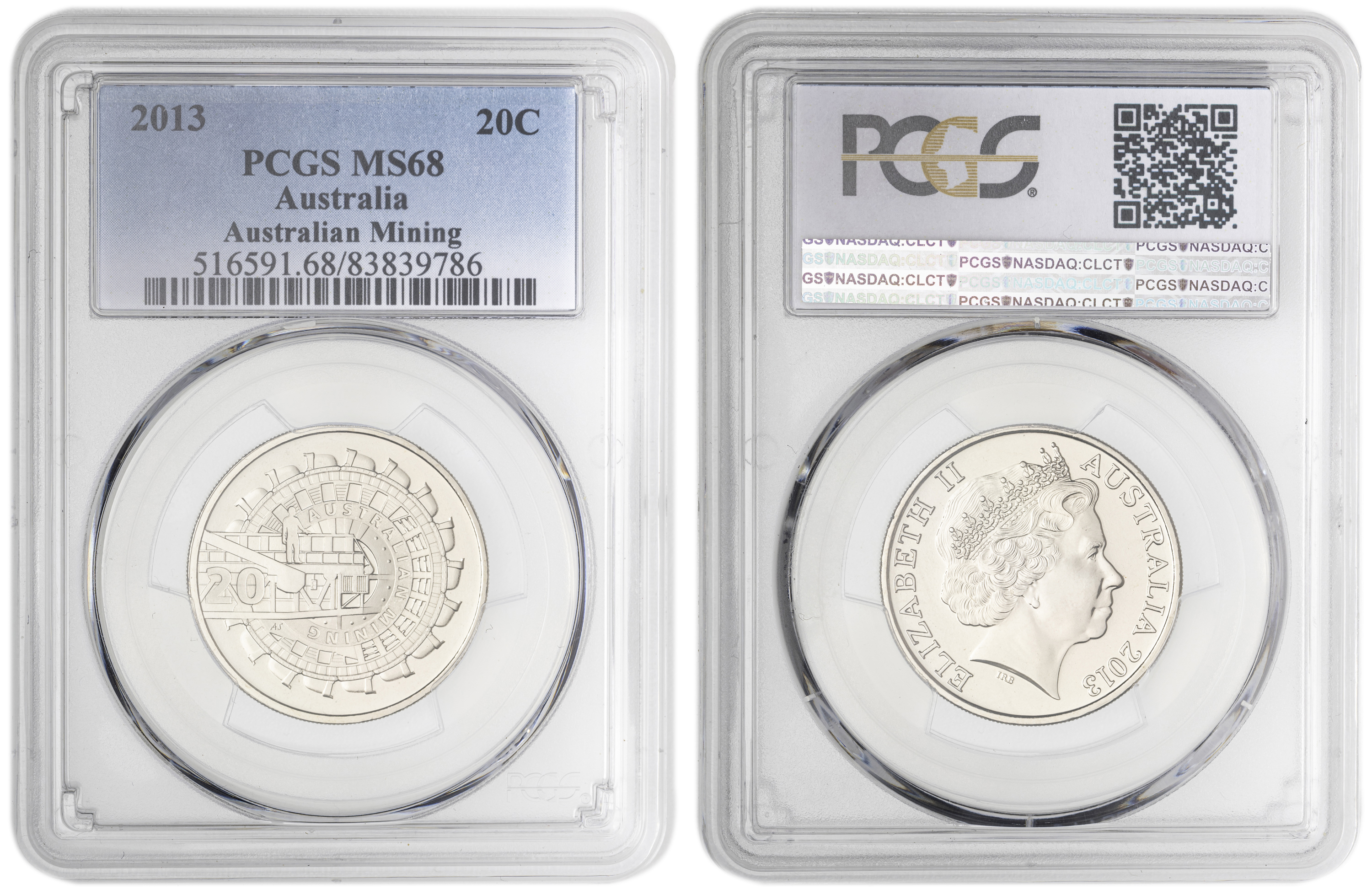 Australian Mining , Twenty Cent, 2013, PCGS MS68