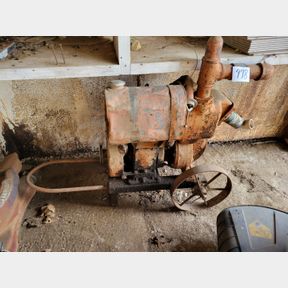 Portable Water Pump on Antique Steel Wheel Frame