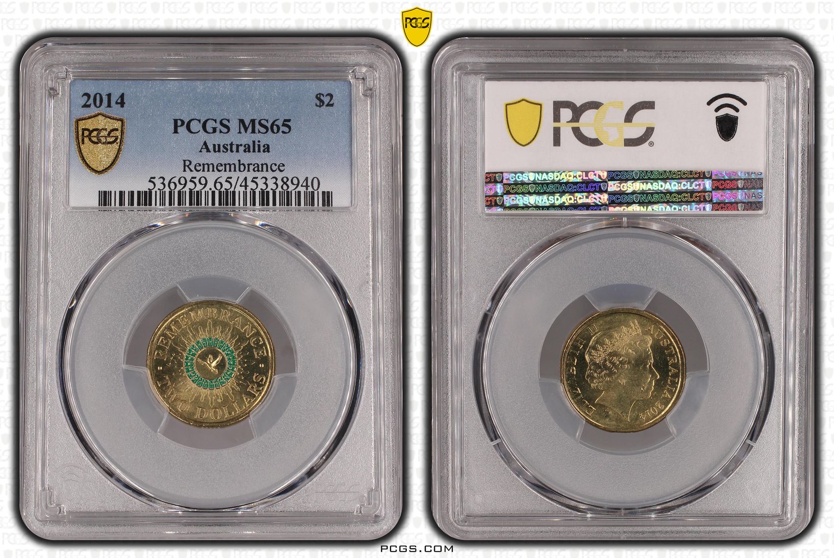 2014 Australia Two Dollar, $2 Remembrance PCGS - MS65 -940