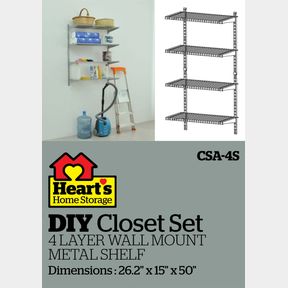 DIY CLEVER CLOSET ORGANIZER 4 SHELF 26.2"X15"X50"
