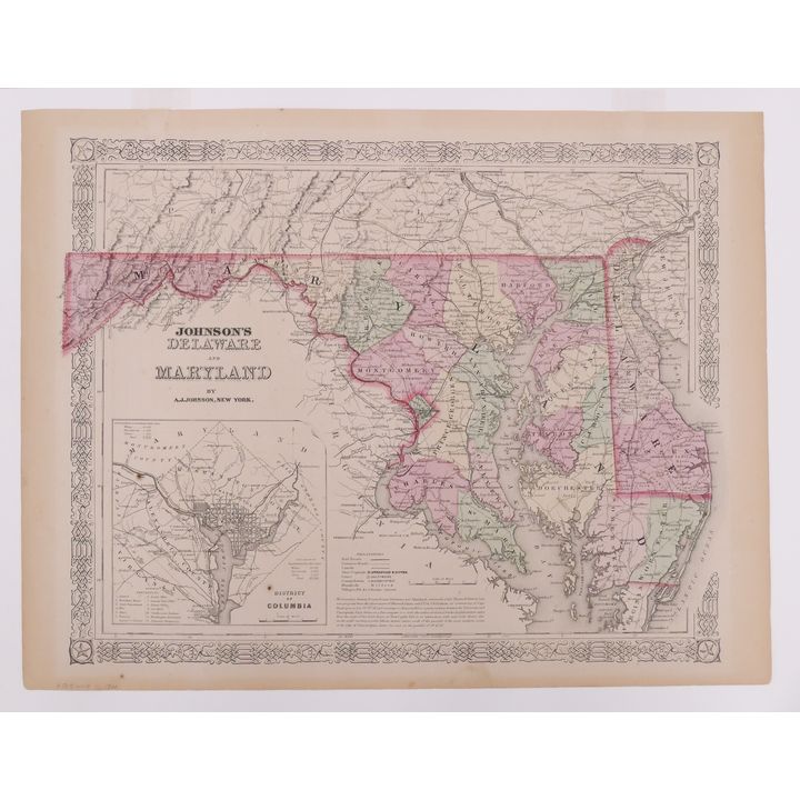Johnson's Delaware and Maryland 1866 Map