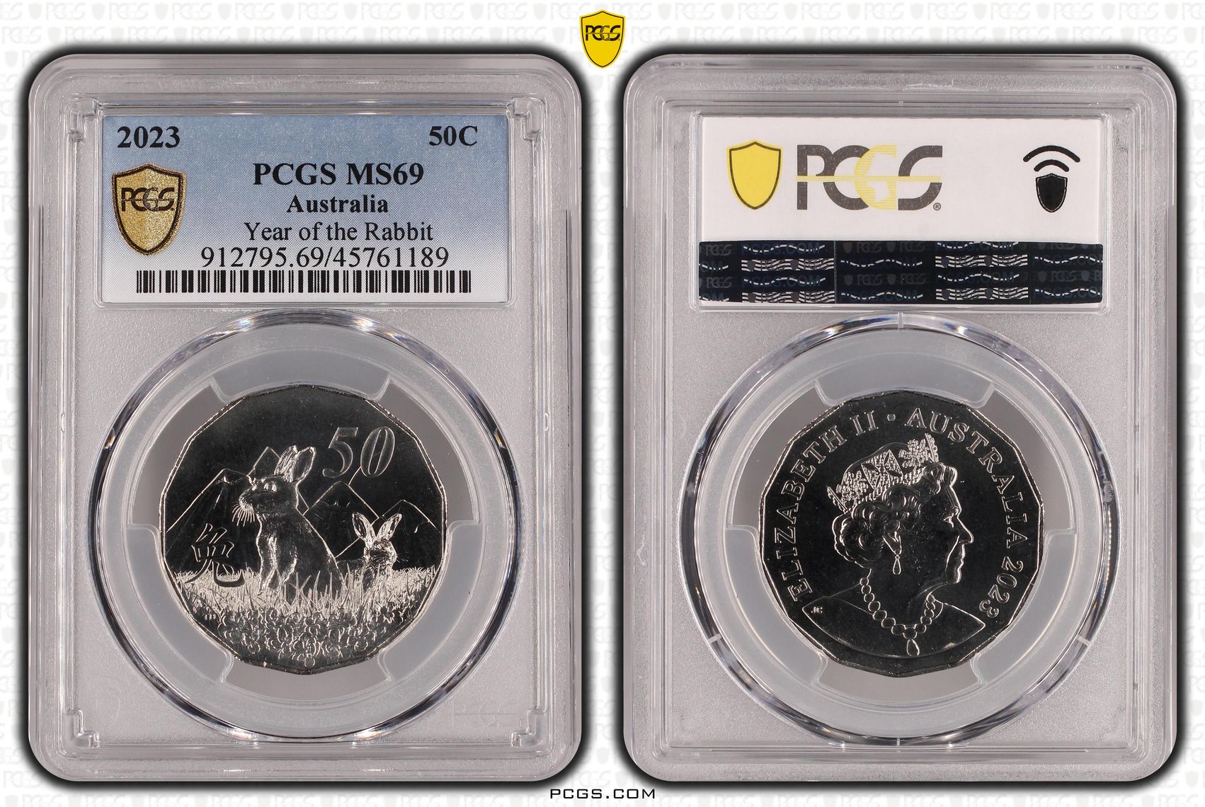 Year of the Rabbit, Fifty Cent, 2023 POP Report 10/0, PCGS MS 69