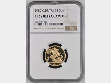 1980 PROOF GOLD SOVEREIGN PF68 UCAM ELIZABETH II