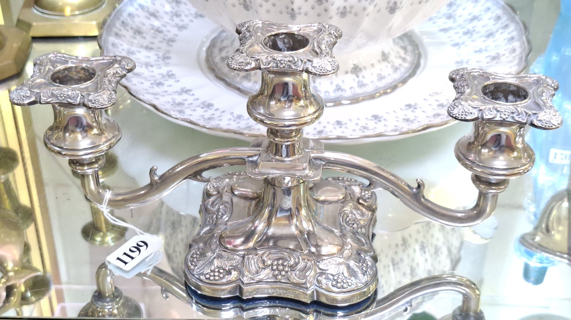 1199 · SILVERPLATED SQUAT CANDELABRA