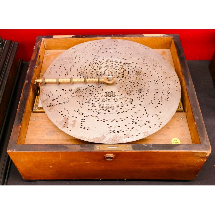 Antique 13'' Disc Music Box with Bells- AS IS- 6x16x15''