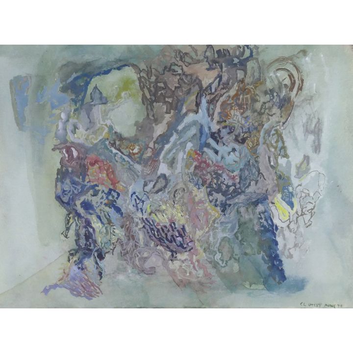 Claude Utley ''Untitled'' (Abstract) 1979 Tempera