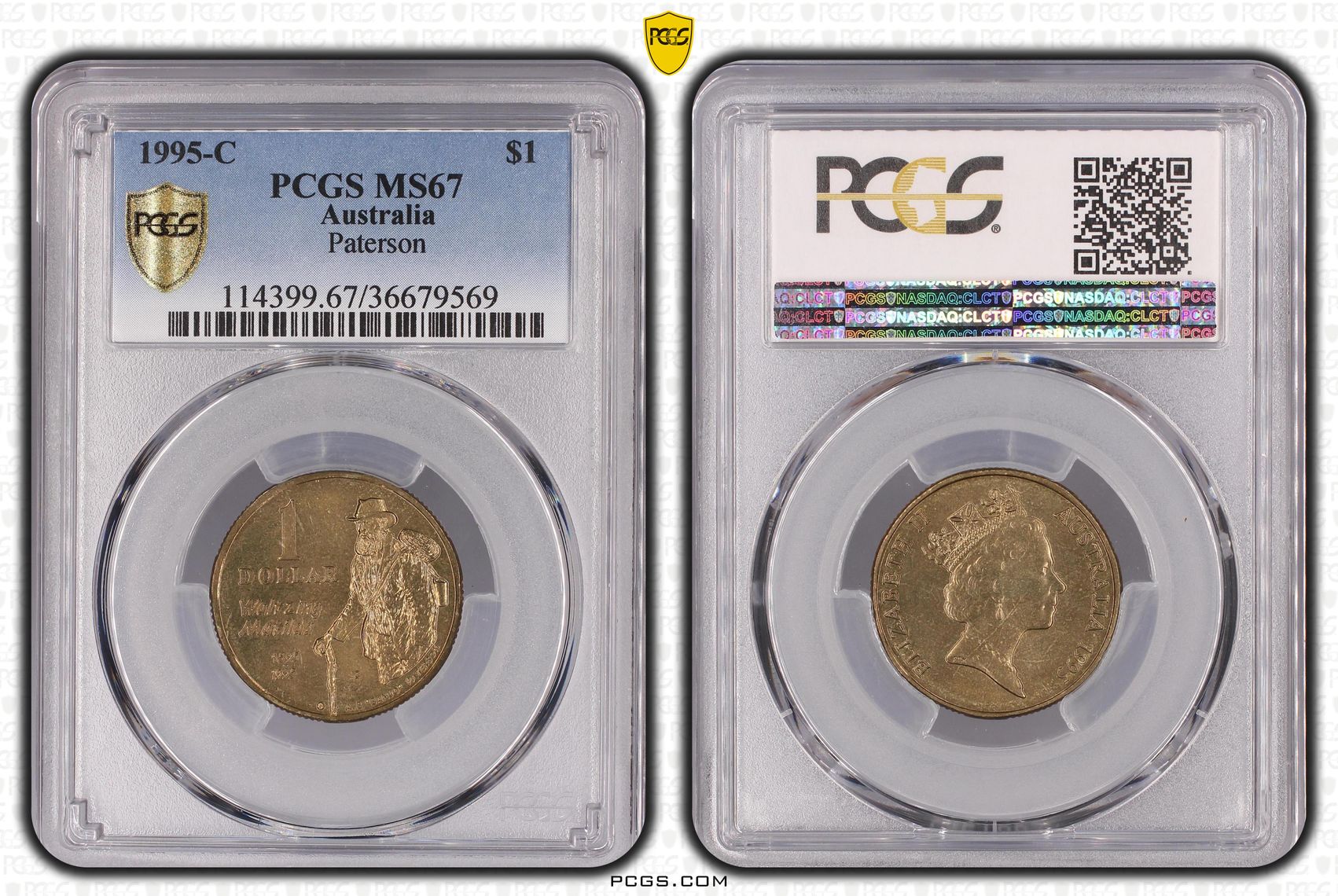 Elizabeth II, Paterson, One Dollar, 1995-C, PCGS MS67