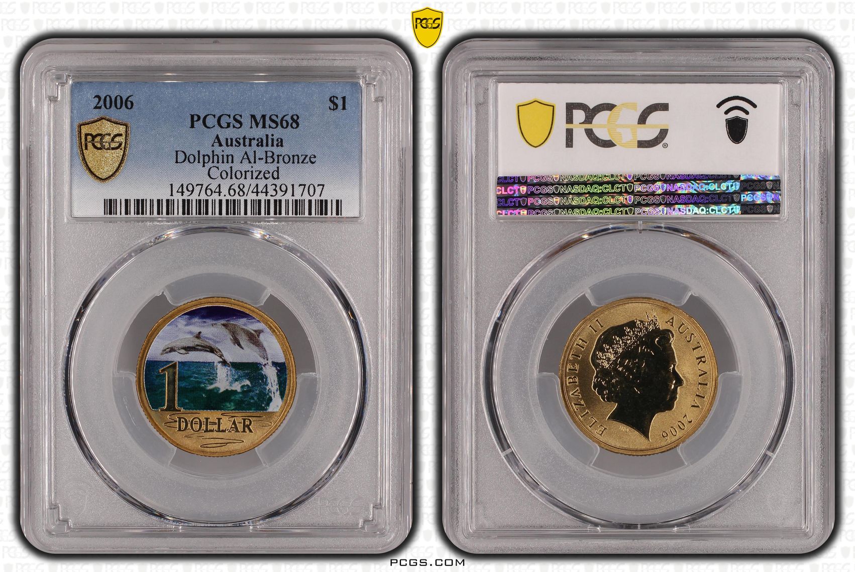 2006 Australia One Dollar, $1 Dolphin Al-Bronze PCGS - MS68 -707