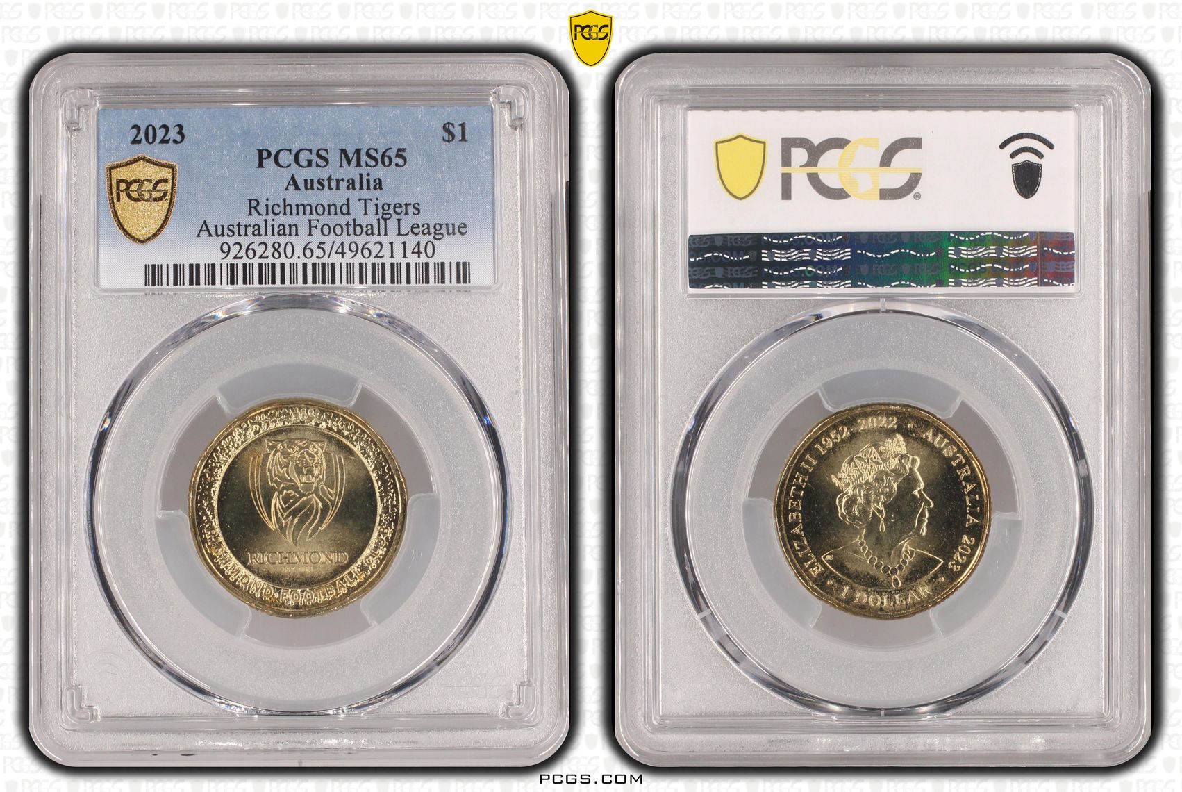 304 · AFL - Richmond Tigers , One Dollar, 2023, PCGS MS65