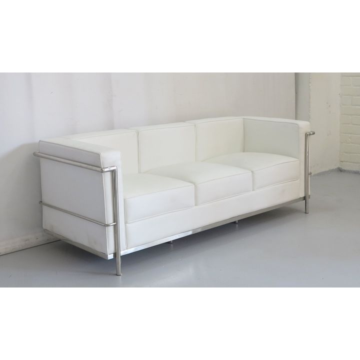 UPHOLSTERED CHROME SOFA