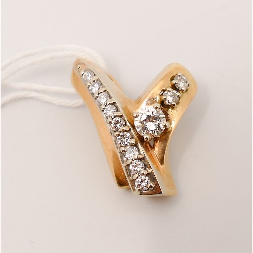 14K Diamond 'Y' Pendant- .75''- 2-4.5mm diamonds- 4.3g