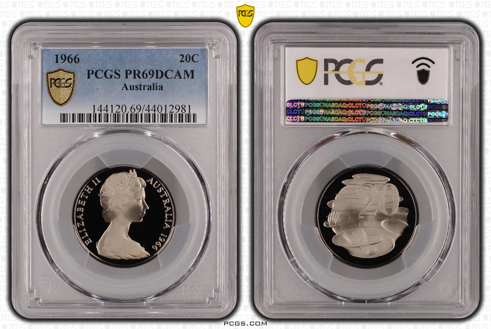 1966 Australia Twenty Cent, 20c PCGS - PR69DCAM -981