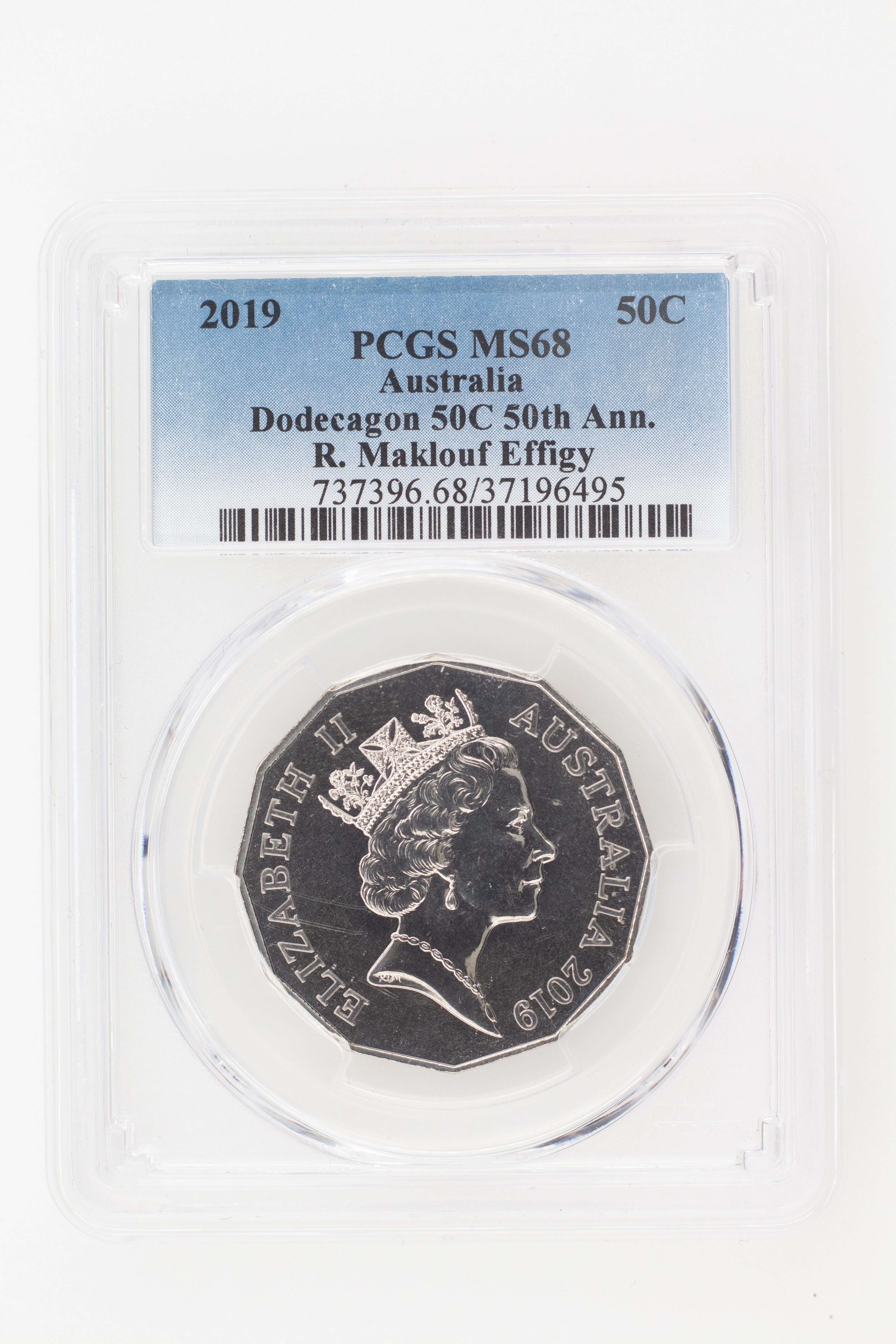 2019 Australia Fifty Cent, 50c Dodecagon 50C 50th Ann. R. Maklouf Effigy PCGS - MS68 -495
