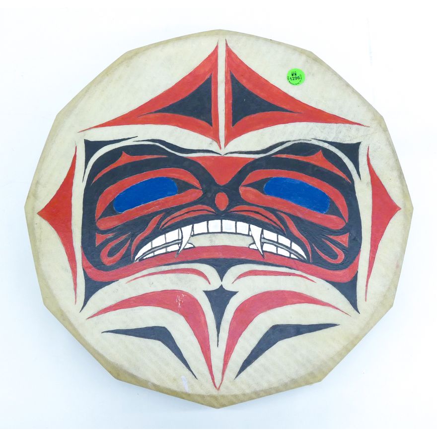 Bruce Anthony (Suquamish) U-Form Bear Painted Drum 15.5''