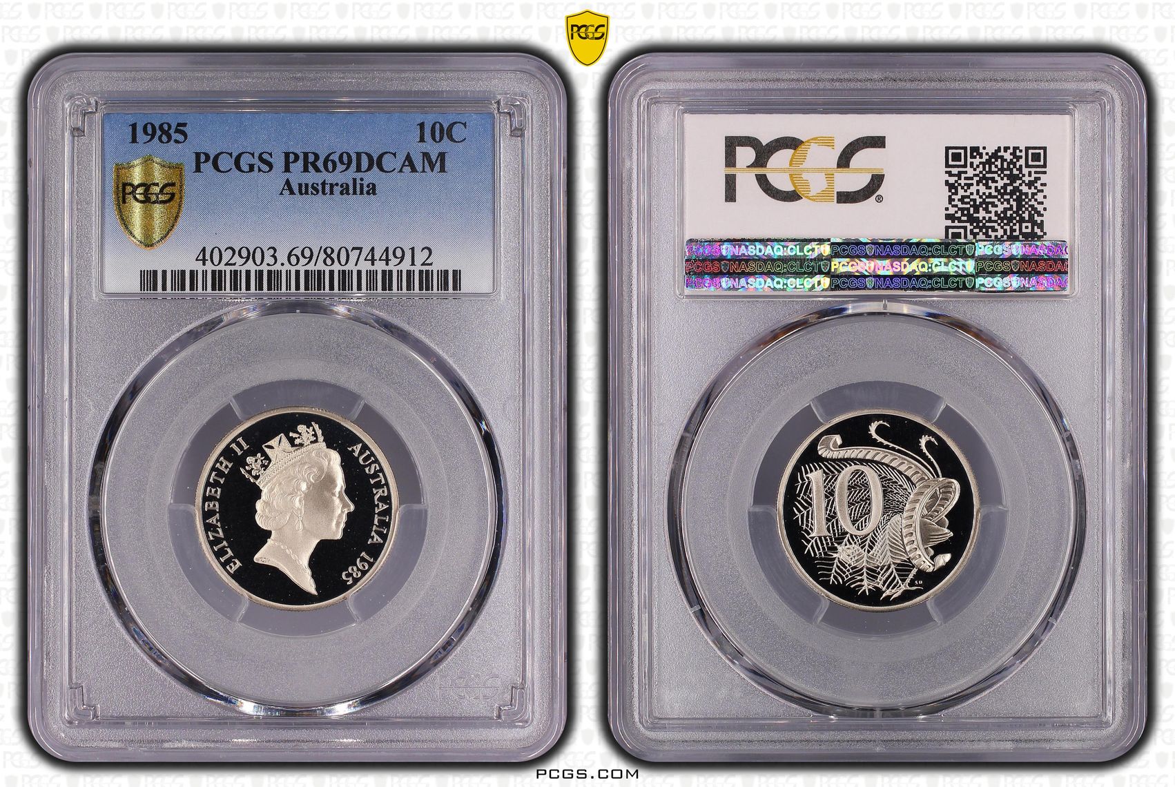 Ten Cent, 1985, Pcgs Pr69dcam