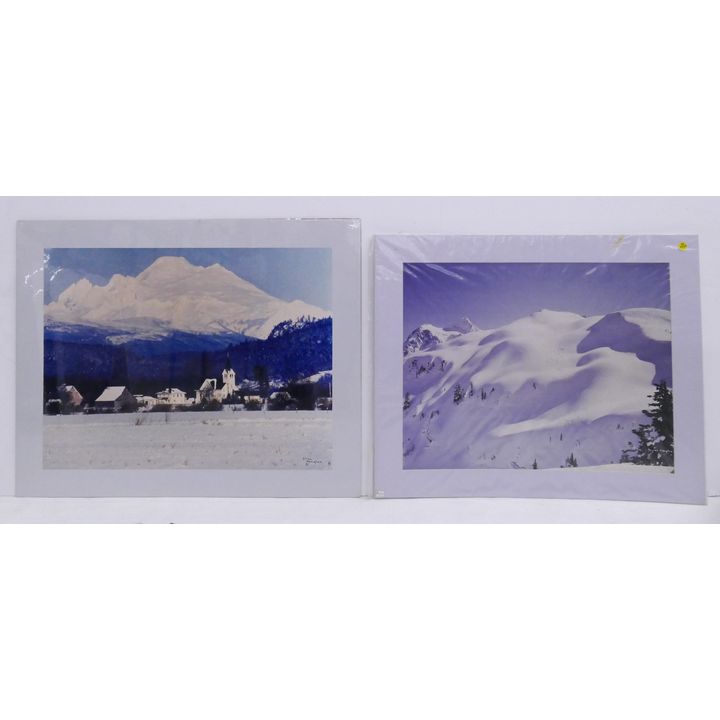 2pc Josef Scaylea Mount Baker Scene Color Photographs- 'Baker Arm' and 'Village of Conway' loose- largest 25x31''