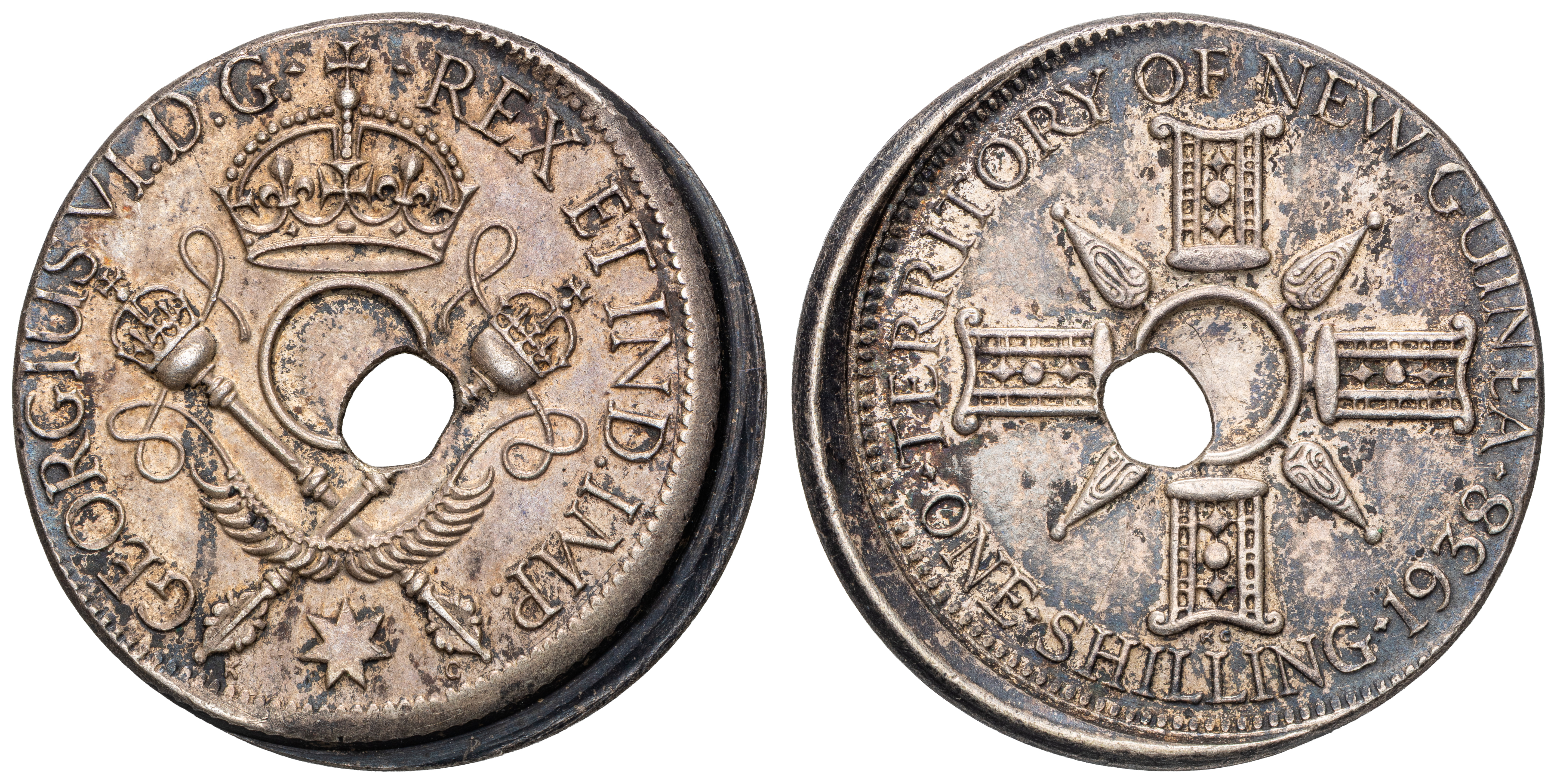 New Guinea, George VI, Mistrike, One Shilling, 1938, aEF