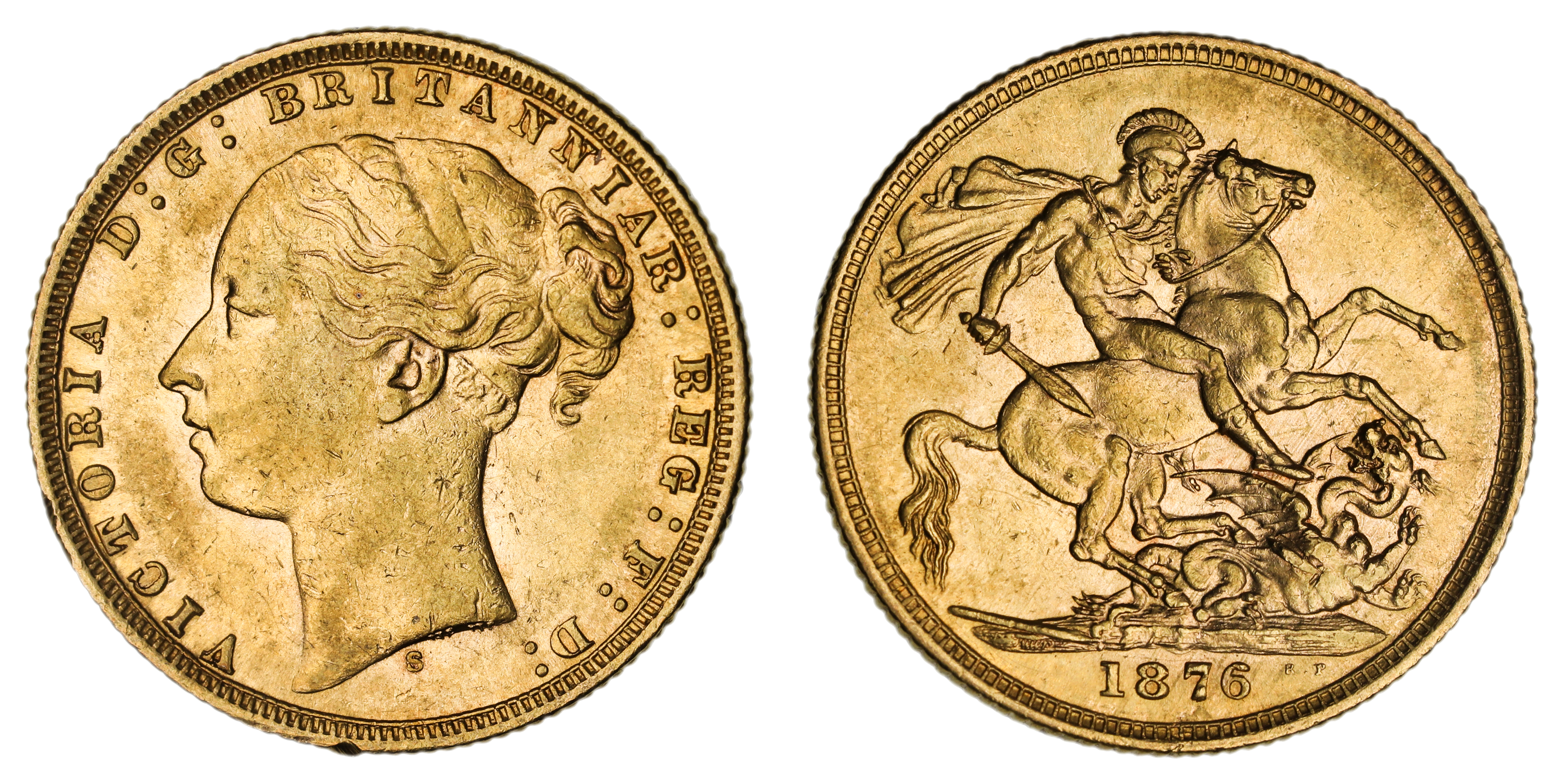Victoria, St. George Reverse - Sydney Mint - Young, Sovereign, 1876, gVF