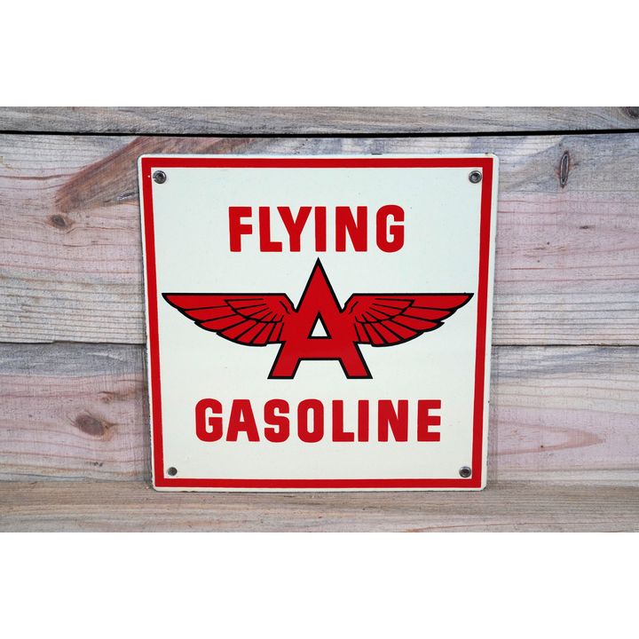 Flying A Gasoline Single Sided Porcelain Pump Sign TAC 9.5