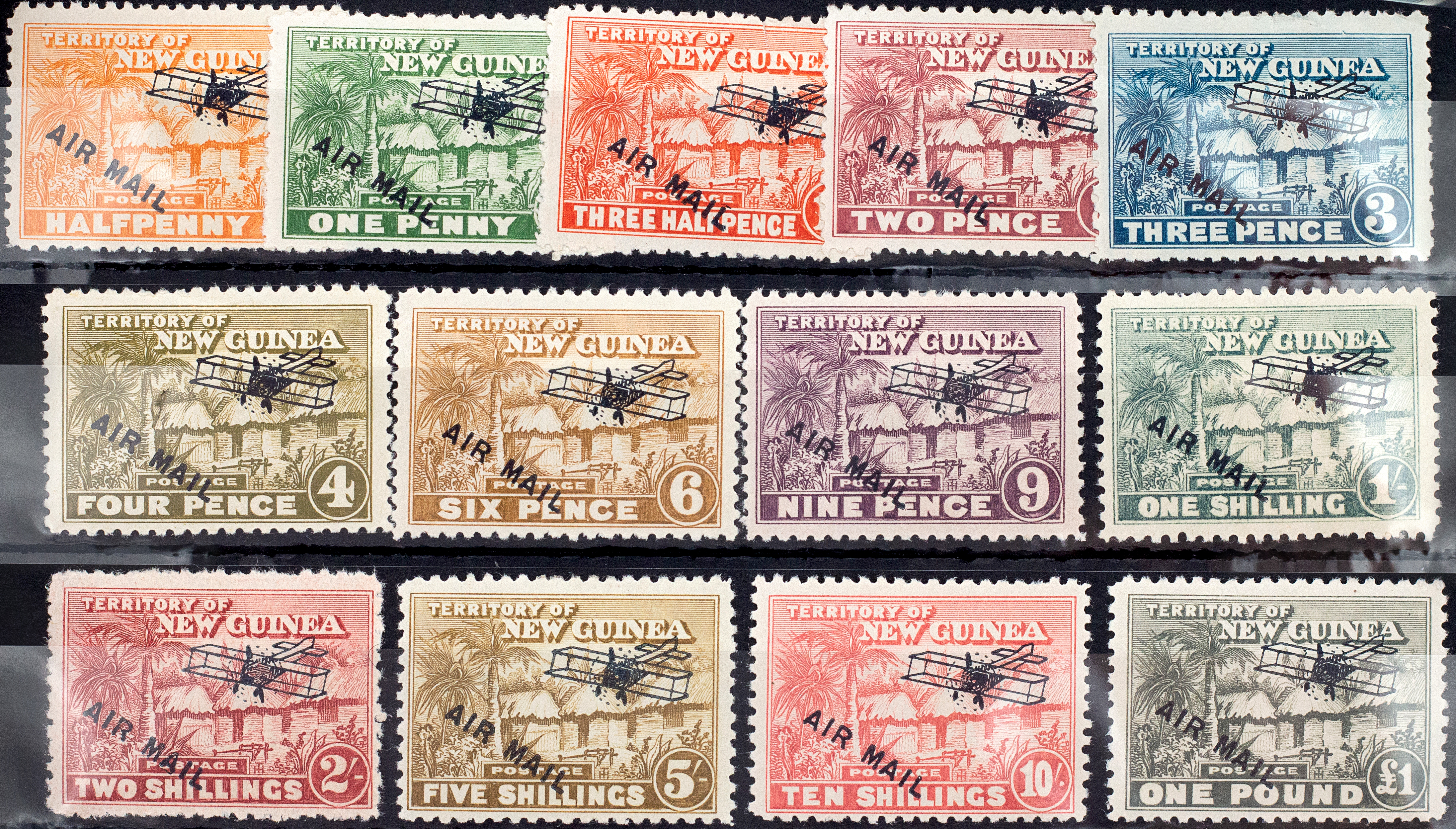 New Guinea, Huts Airmail Overprints, 1931, Good