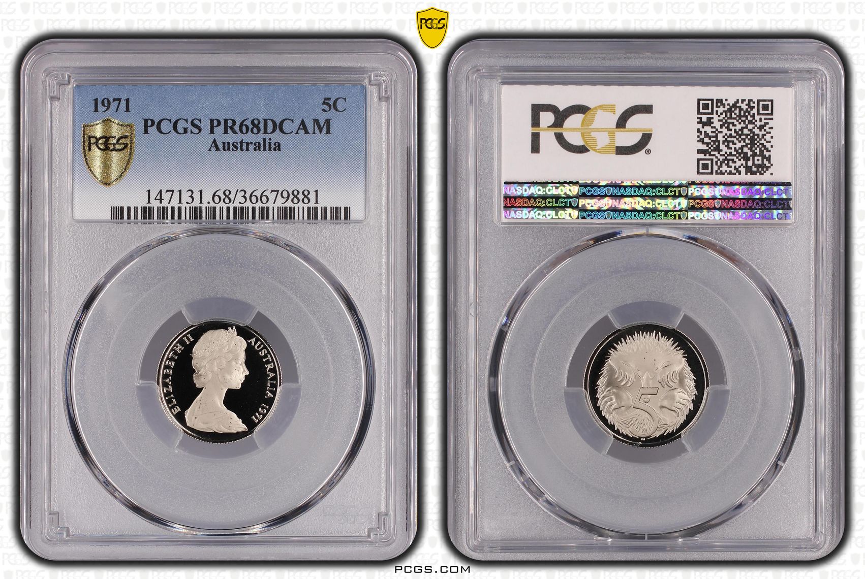 Elizabeth II, Five Cent, 1971, PCGS PR68DCAM