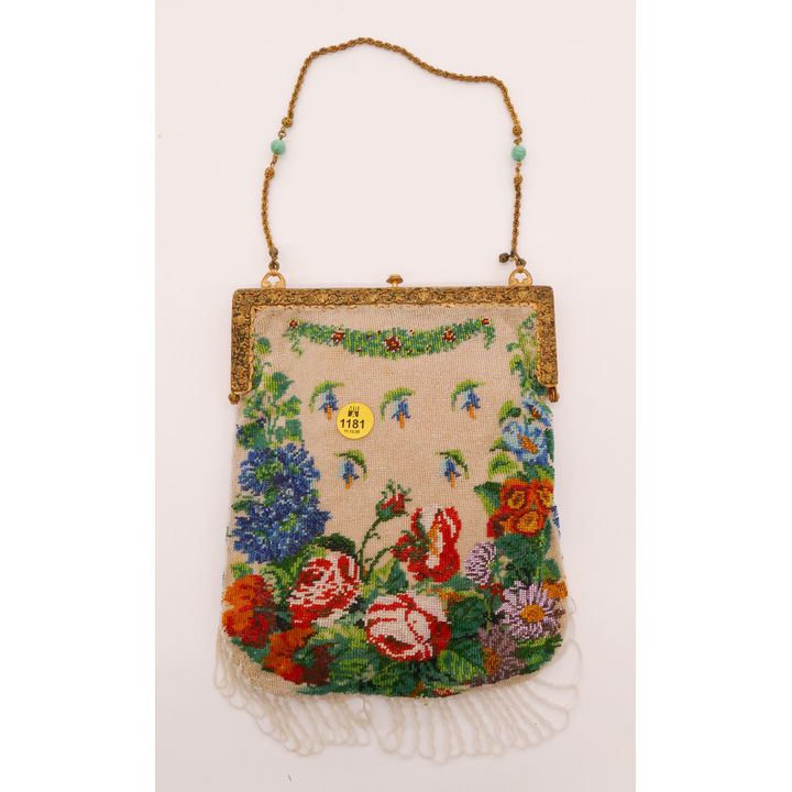 Impressive Floral Beaded Large Handbag- 9''