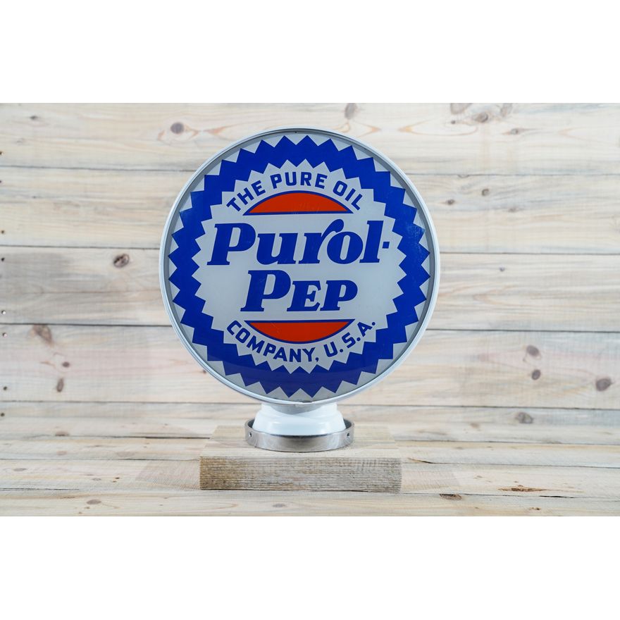 Purol-Pep Pure Oil Co. Gas Globe & 15" Lenses TAC 8.9