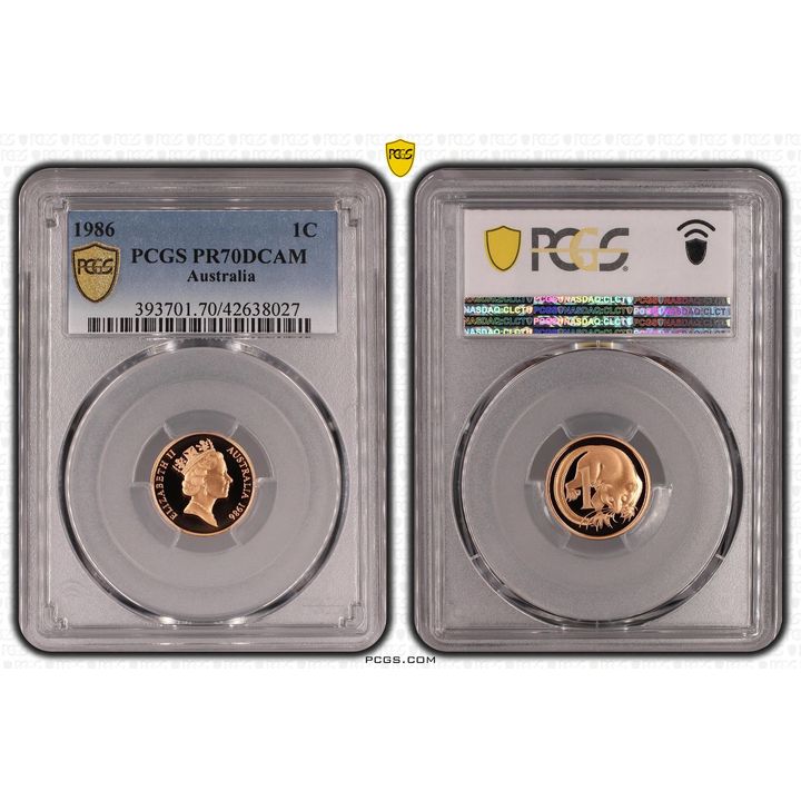 1986 Australia One Cent, 1c PCGS - PR70DCAM POP 73/0 -027