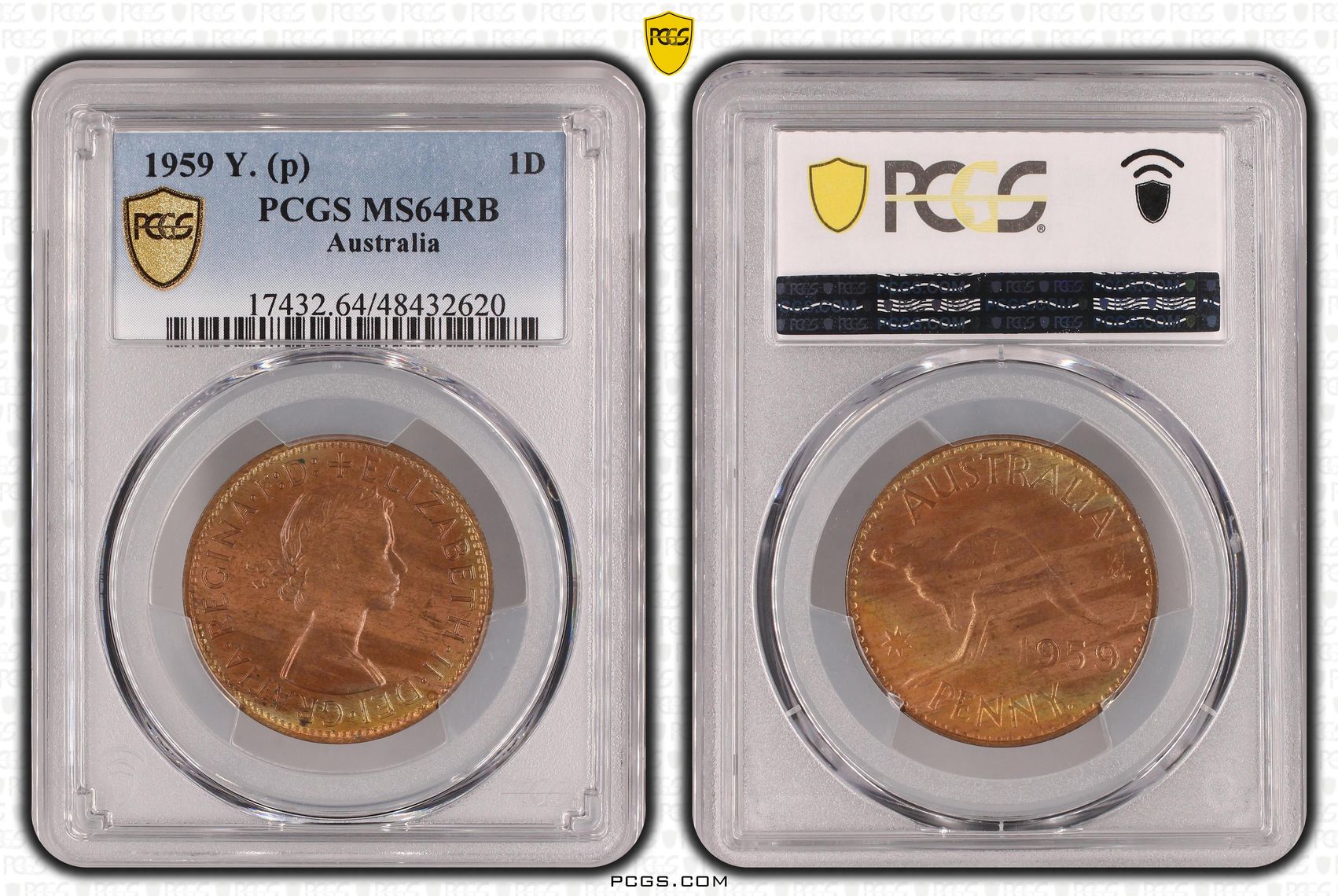 Elizabeth II, Penny, 1959-Y., PCGS MS64RB