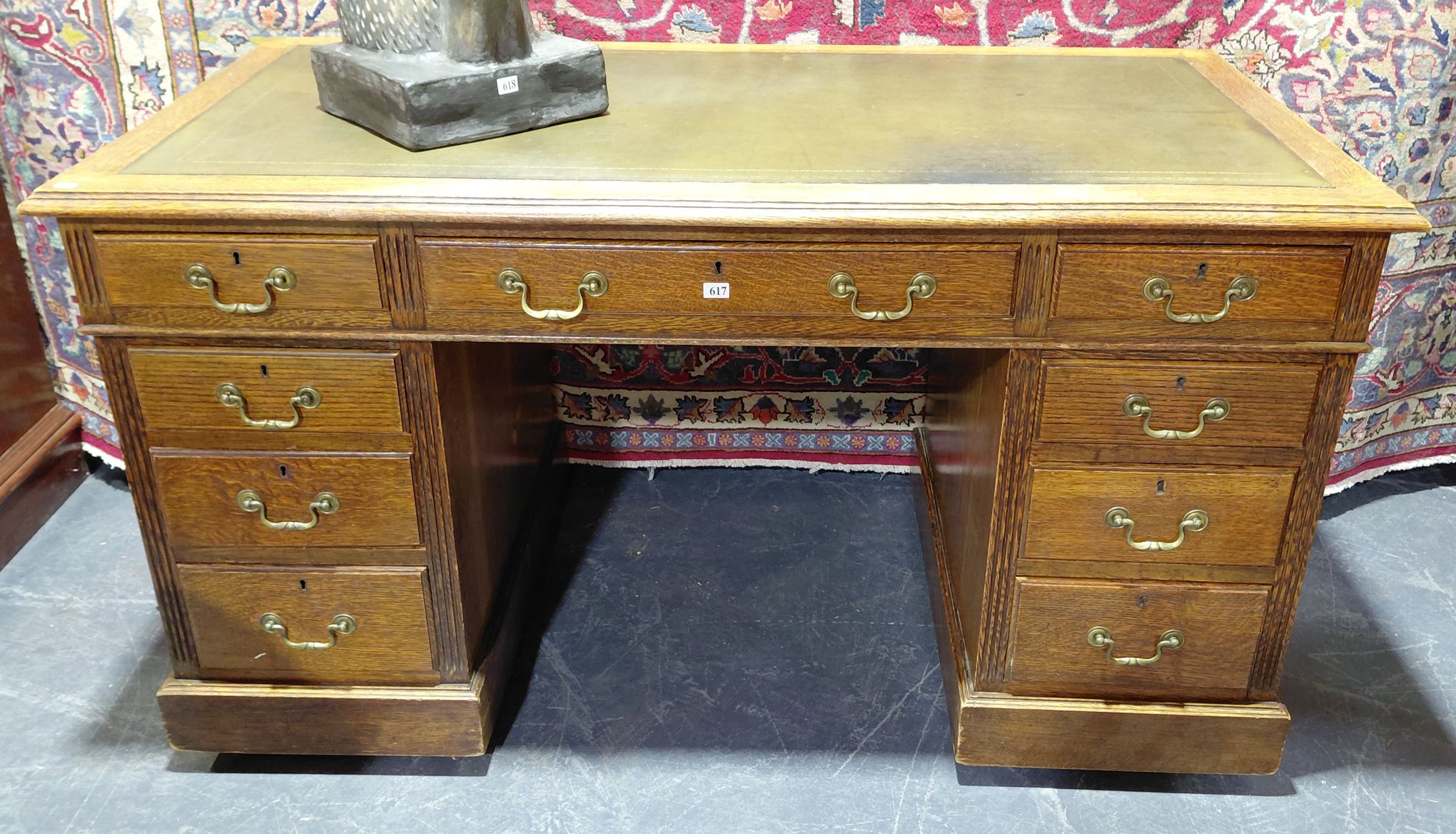 617 · ENGLISH OAK PEDESTAL DESK
