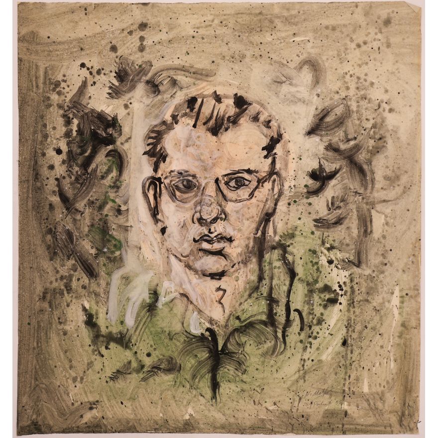 Neil Meitzler ''Self Portrait'' 1958 Casein on Paper 28.5''x26.5''