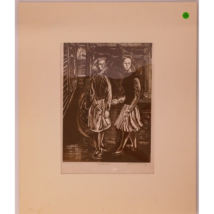 Ruth Chaney WPA Woodcut Print- matted 24x20''