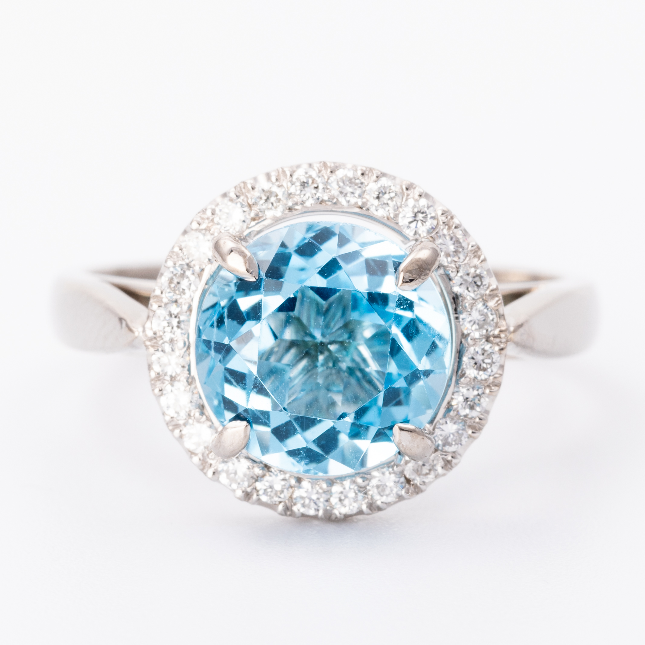 Blue Topaz & Diamond Ring 9ct Gold