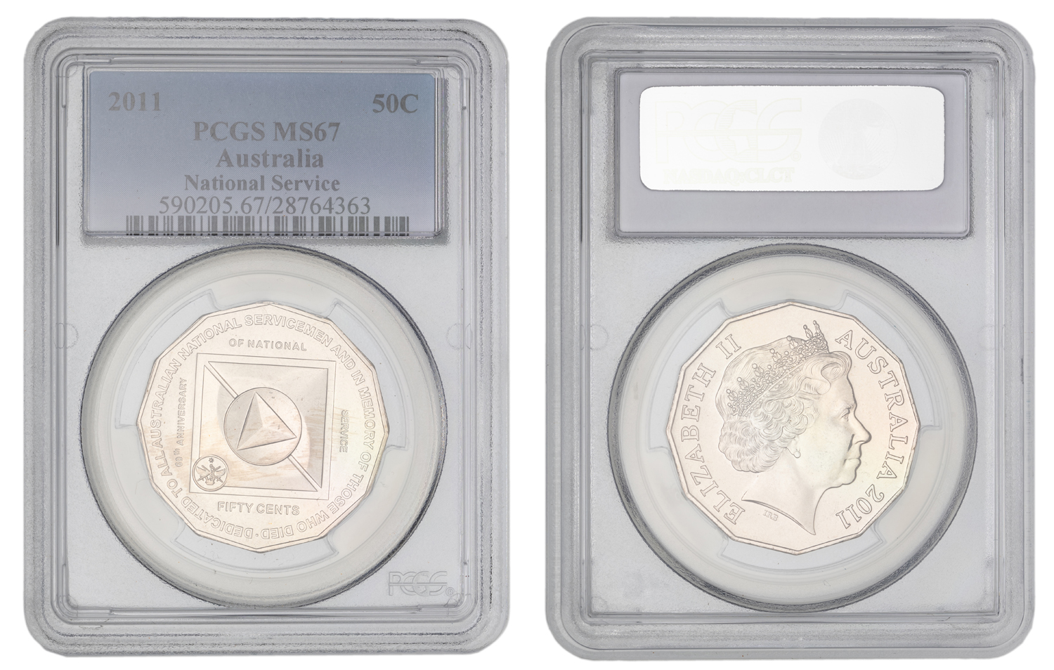 Elizabeth II, National Service, Fifty Cent, 2011, PCGS MS67