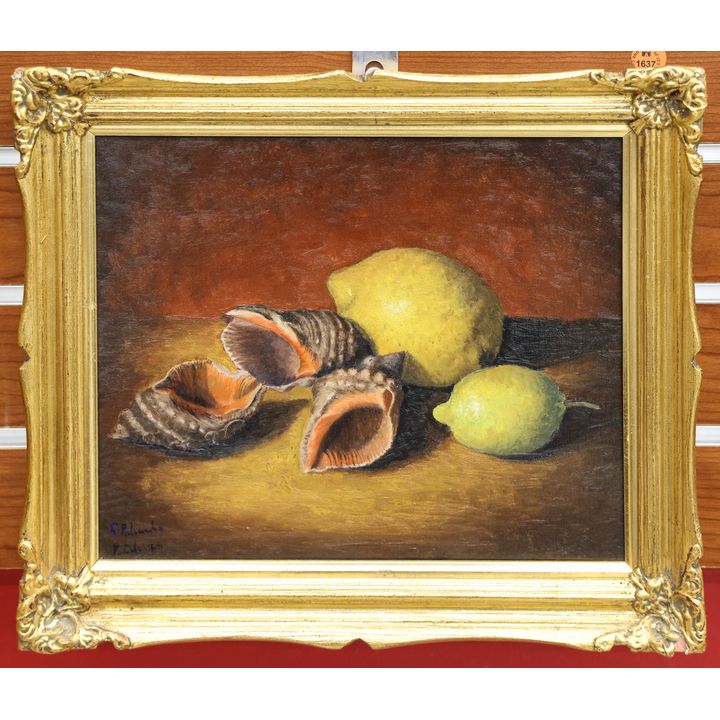Giuseppe Palumbo (Italian) ''Shell and Lemon Still Life'' Oil Painting