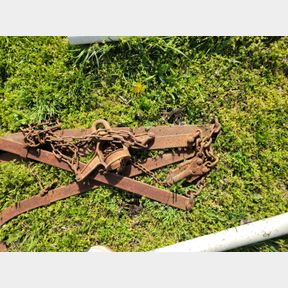 Set of antique barn trolly hay forks EAST OF THE BARN