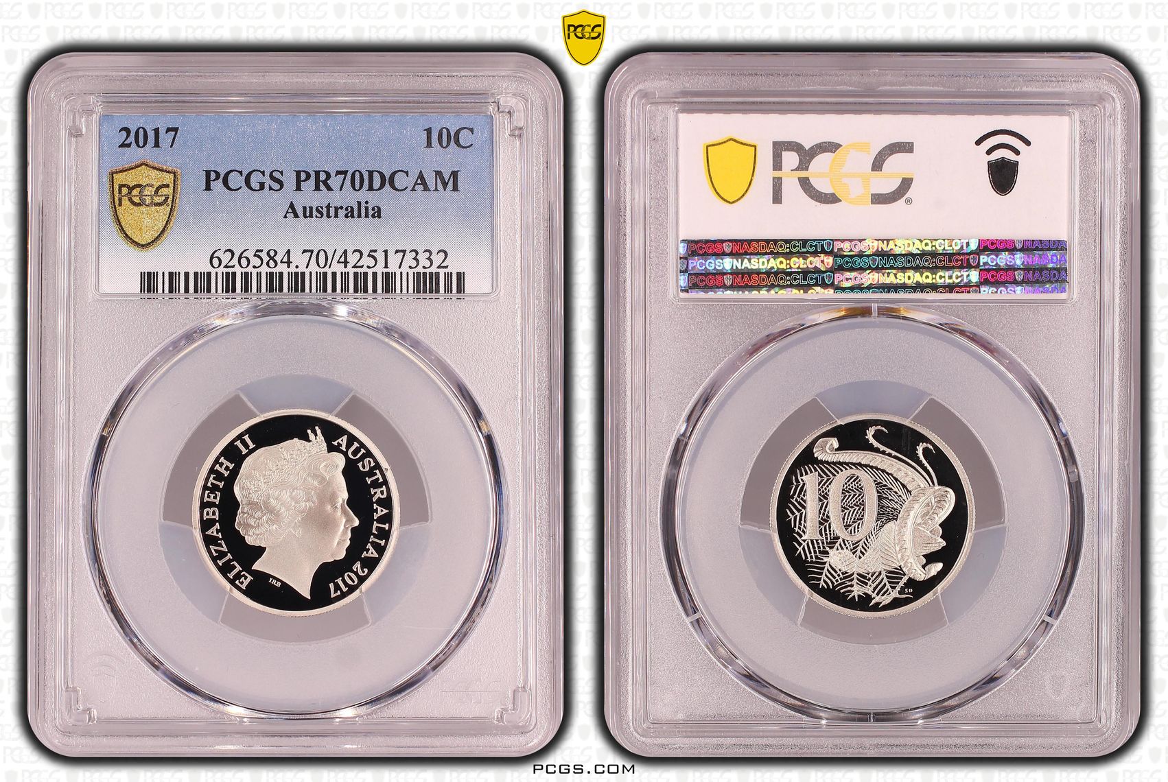 Elizabeth II, Ten Cent, 2017, PCGS PR70DCAM